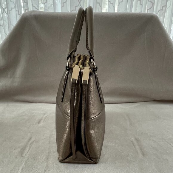 NWOT! COACH Mini "Borough Bag" in Metallic Leather w/ Removable Crossbody Strap - Picture 5 of 16